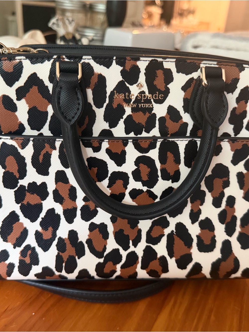 kate spade Leopard Print Satchel - Black, Brown & White